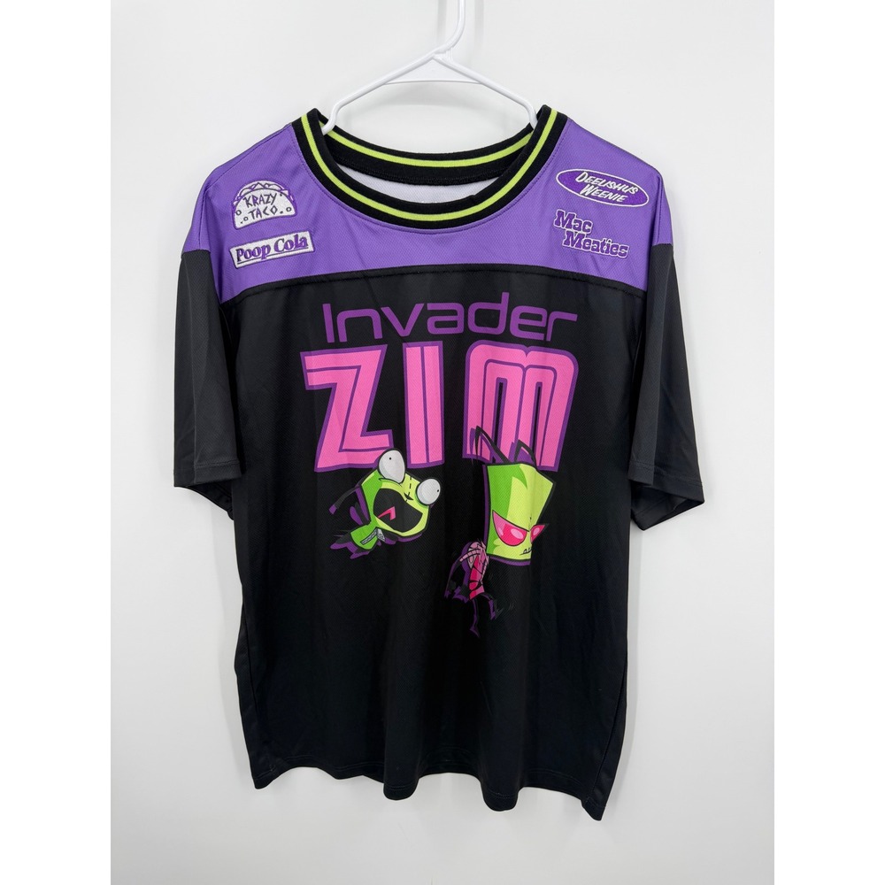 Nickelodeon Invader Zim Jersey Shirt Womens XL Black Purple Gir Graphic Tee